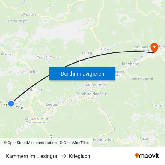 Kammern Im Liesingtal to Krieglach map