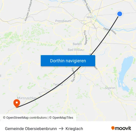 Gemeinde Obersiebenbrunn to Krieglach map