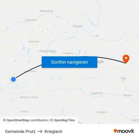 Gemeinde Prutz to Krieglach map