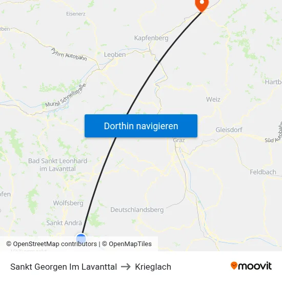 Sankt Georgen Im Lavanttal to Krieglach map