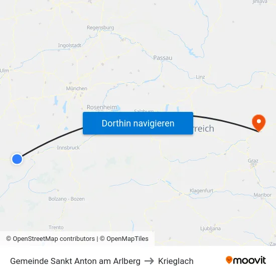 Gemeinde Sankt Anton am Arlberg to Krieglach map
