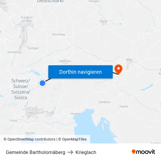 Gemeinde Bartholomäberg to Krieglach map