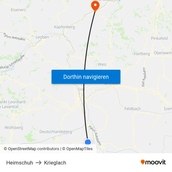 Heimschuh to Krieglach map