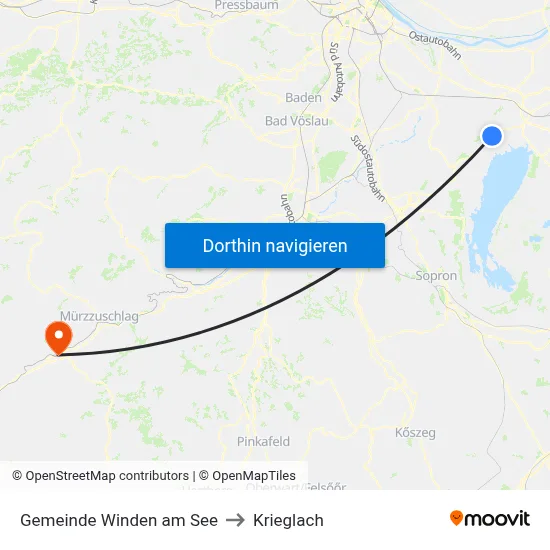 Gemeinde Winden am See to Krieglach map
