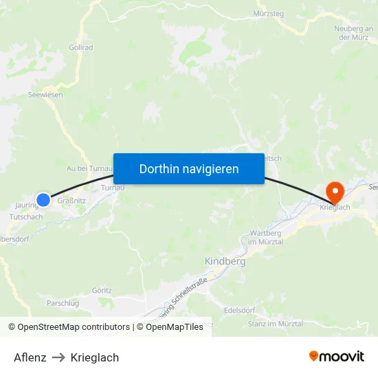 Aflenz to Krieglach map