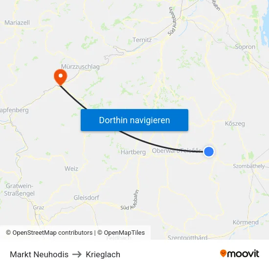 Markt Neuhodis to Krieglach map