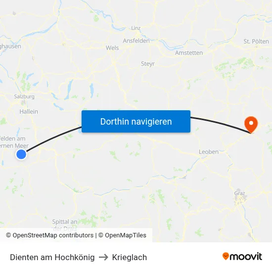 Dienten am Hochkönig to Krieglach map