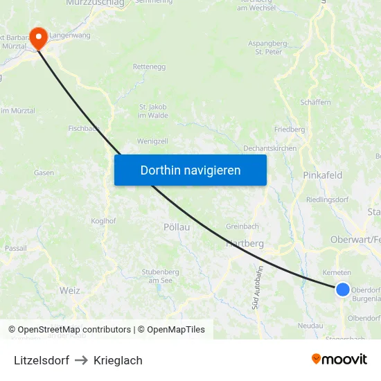 Litzelsdorf to Krieglach map