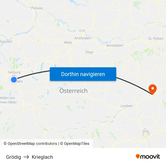 Grödig to Krieglach map
