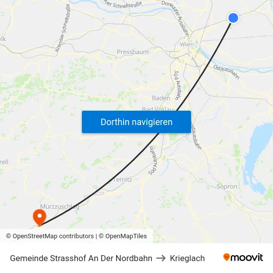 Gemeinde Strasshof An Der Nordbahn to Krieglach map