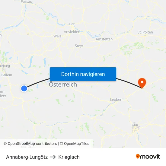Annaberg-Lungötz to Krieglach map
