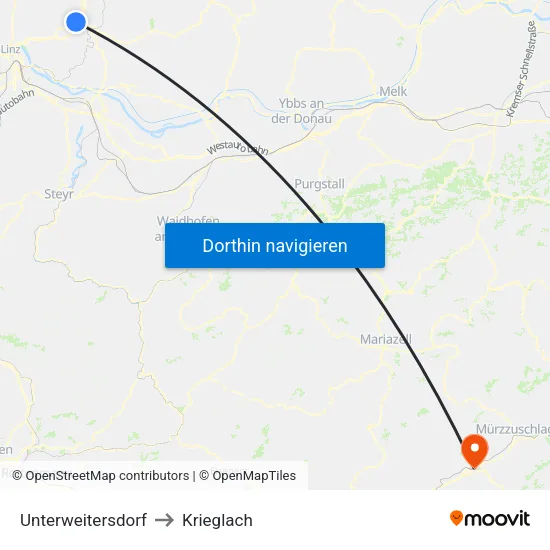 Unterweitersdorf to Krieglach map