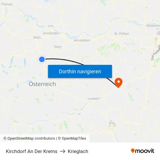 Kirchdorf An Der Krems to Krieglach map