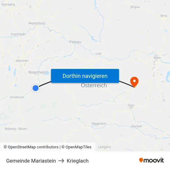 Gemeinde Mariastein to Krieglach map