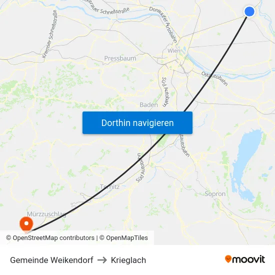 Gemeinde Weikendorf to Krieglach map