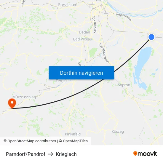 Parndorf/Pandrof to Krieglach map
