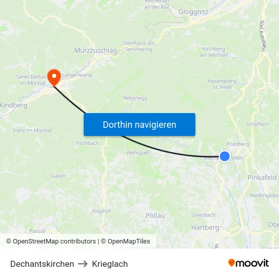 Dechantskirchen to Krieglach map