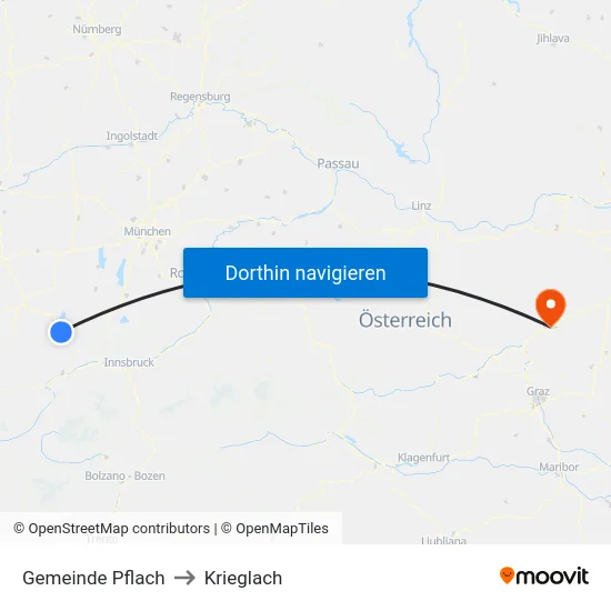 Gemeinde Pflach to Krieglach map