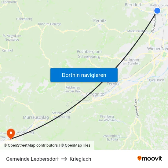 Gemeinde Leobersdorf to Krieglach map
