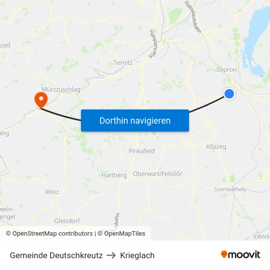 Gemeinde Deutschkreutz to Krieglach map