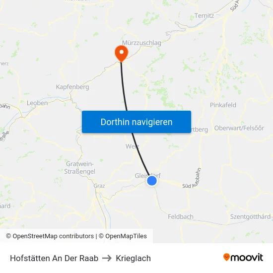 Hofstätten An Der Raab to Krieglach map