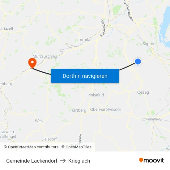 Gemeinde Lackendorf to Krieglach map