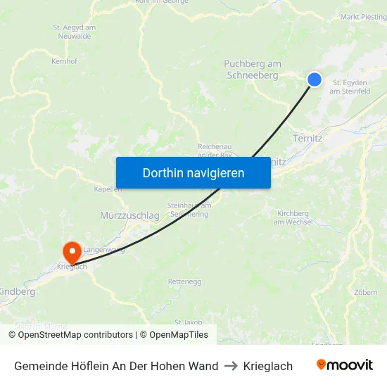Gemeinde Höflein An Der Hohen Wand to Krieglach map
