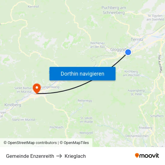 Gemeinde Enzenreith to Krieglach map