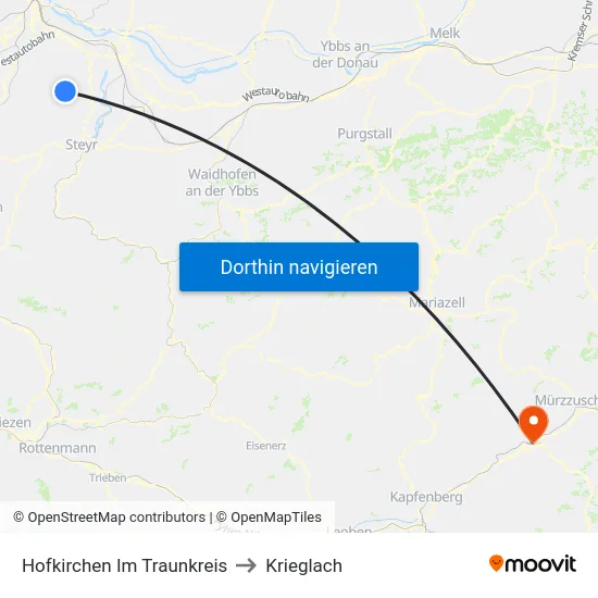 Hofkirchen Im Traunkreis to Krieglach map