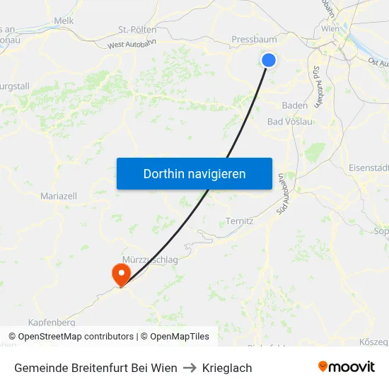 Gemeinde Breitenfurt Bei Wien to Krieglach map