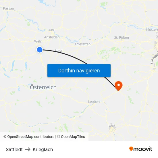 Sattledt to Krieglach map