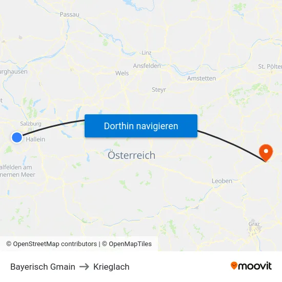 Bayerisch Gmain to Krieglach map