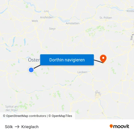 Sölk to Krieglach map