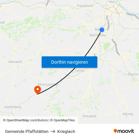 Gemeinde Pfaffstätten to Krieglach map