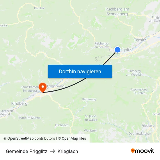 Gemeinde Prigglitz to Krieglach map