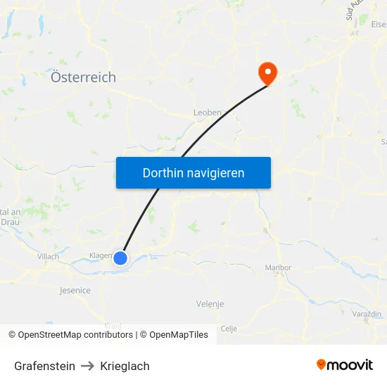Grafenstein to Krieglach map