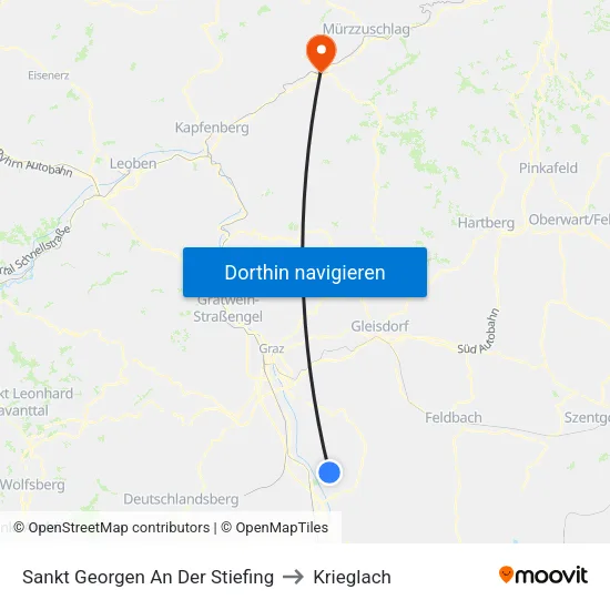 Sankt Georgen An Der Stiefing to Krieglach map