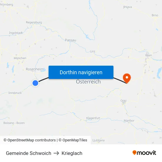 Gemeinde Schwoich to Krieglach map