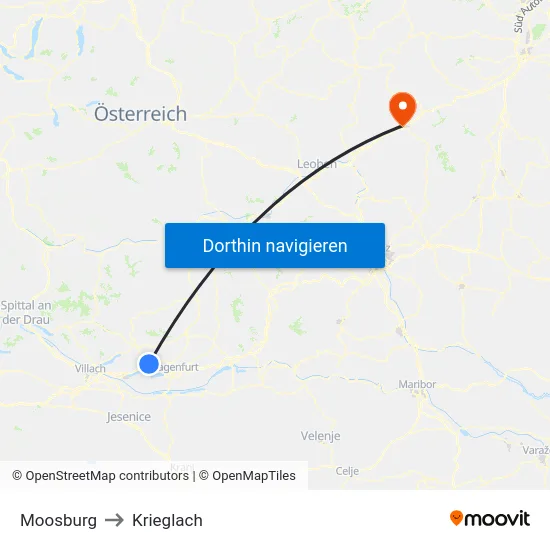 Moosburg to Krieglach map