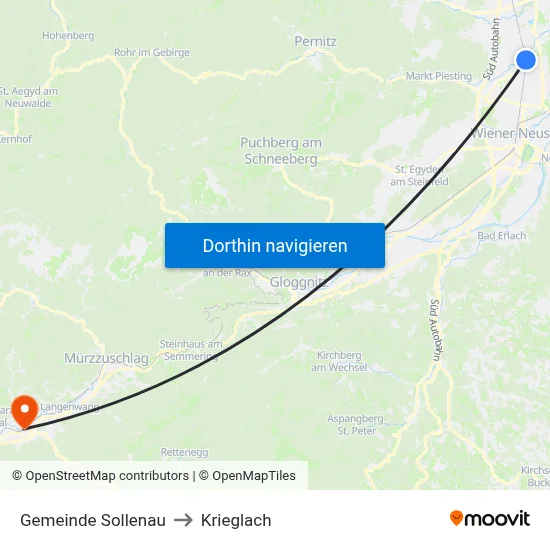 Gemeinde Sollenau to Krieglach map