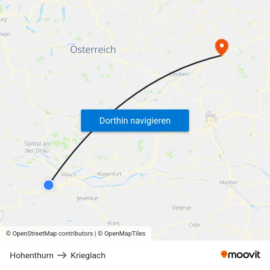 Hohenthurn to Krieglach map
