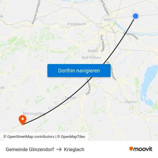Gemeinde Glinzendorf to Krieglach map