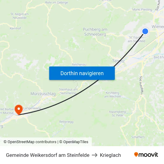 Gemeinde Weikersdorf am Steinfelde to Krieglach map