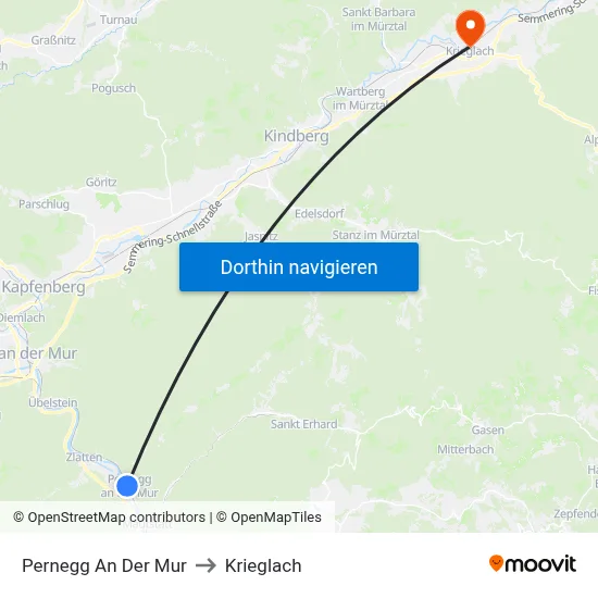 Pernegg An Der Mur to Krieglach map
