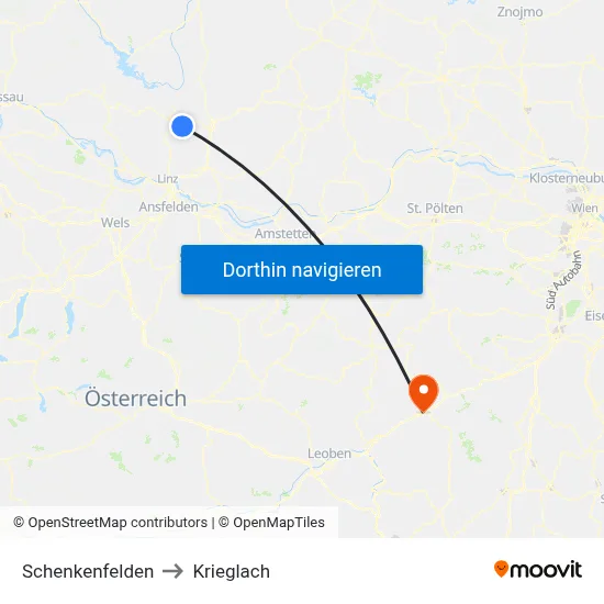 Schenkenfelden to Krieglach map