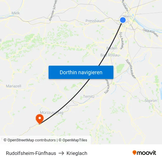 Rudolfsheim-Fünfhaus to Krieglach map