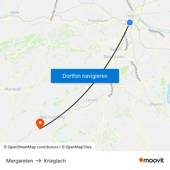 Margareten to Krieglach map