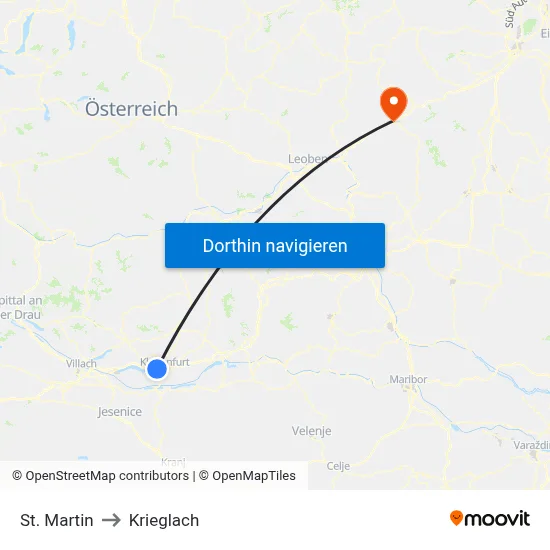 St. Martin to Krieglach map