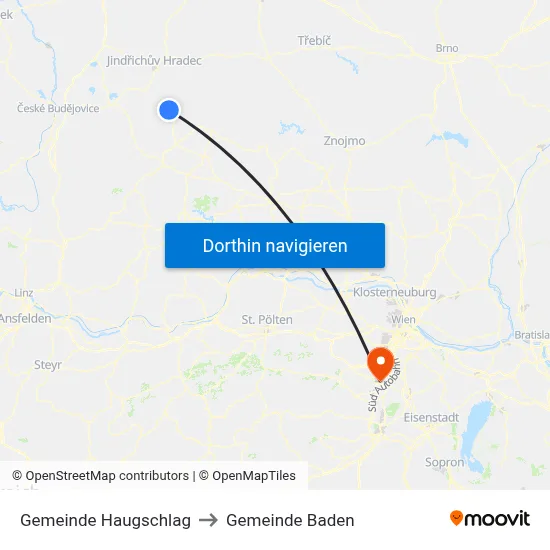 Gemeinde Haugschlag to Gemeinde Baden map