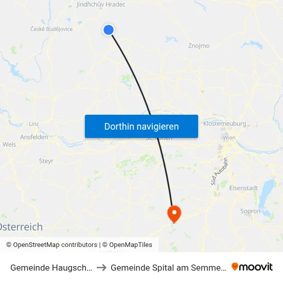 Gemeinde Haugschlag to Gemeinde Spital am Semmering map